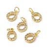 Real 18K Gold Plated Brass Micro Pave Clear Cubic Zirconia Charms KK-E068-VB452-O-4