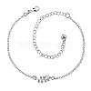 Delicate Silver Plated Brass Cubic Zirconia Leaf Anklets AJEW-BB05223-B-1