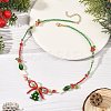 Brass Handmade Lampwork Christmas Tree Pendant Glass Beaded Necklaces NJEW-TA00275-1