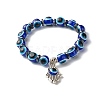 Evil Eye Resin Beads Stretch Bracelet for Girl Women BJEW-JB06762-01-1