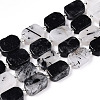 Natural Black Rutilated Quartz Beads Strands G-T138-03-1