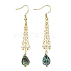 Shell Pearl & Abalone Shell/Paua Shell Dangle Earrings for Women EJEW-JE07328-01-3