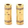 Brass Micro Pave Clear Cubic Zirconia Tube Beads ZIRC-P086-03G-2