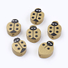 Spray Painted Natural Wood Beads WOOD-Q030-67G-1