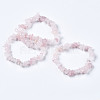 Unisex Chip Natural Rose Quartz Beaded Stretch Bracelets BJEW-S143-09-1