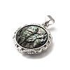 Brass with Natural Shell Carved Pendants KK-Z091-06P-01-2