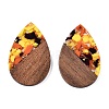 Transparent Resin & Walnut Wood Big Pendants RESI-T058-05K-2