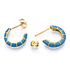 Enamel C-shape Stud Earrings EJEW-N052-05-6