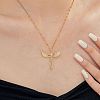 Brass Clear Cubic Zirconia 3D Cute Wing Sword Pendant Necklaces for Daily Wear GF5627-1-2