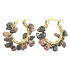 Natural Rhodochrosite Chips Braided Hoop Earrings EJEW-JE04940-12-1