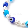 Lampwork Evil Eye & Plastic Pearl Stretch Bracelet for Women BJEW-JB08386-04-5