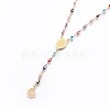 304 Stainless Steel Rosary Bead Necklaces NJEW-F240-05G-2