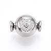 925 Sterling Silver Micro Pave Clear Cubic Zirconia European Clasps STER-T007-140P-1