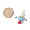 3Pcs 3 Colors Glass Seed Beaded Mushroom Human Pendants PALLOY-MZ00825-2