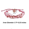 Multi String Cord Bracelet with Initial Letter K Charm BJEW-SW00042-02-2