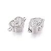 Brass Micro Pave Clear Cubic Zirconia Box Clasps KK-Q074-07P-3