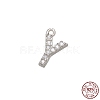 Real Platinum Plated Rhodium Plated 925 Sterling Silver Micro Pave Clear Cubic Zirconia Charms STER-P054-10P-Y-1