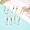 Teardrop Glass Pearl Beads Dangle Earrings with Glass Beads EJEW-JE04619-2
