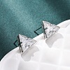 Brass Micro Pave Clear Cubic Zirconia Stud Earrings EJEW-C174-02F-P-2