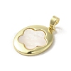 Brass Pave Shell Pendants KK-I708-05A-G-2