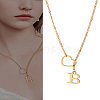 1Pc Letter & Heart Stainless Steel Lariat Necklaces for Women NJEW-LP0002-87G-B-1
