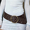 Antique Bronze Alloy Rivets PU Leather Wide Waist Belts AJEW-WH20098-074B-02-4