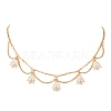 Shell Pearl & Acrylic Flower Bib Pendant Necklaces NJEW-TA00169-1