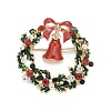 Colorful Christmas Wreath with Bell Enamel Pin with Rhinestone JEWB-A004-07G-1