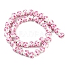 Handmade Flower Printed Porcelain Ceramic Beads Strands X-PORC-M005-8mm-03-2