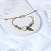 1Pc Adjustable Handmade Flat Round with Flower Porcelain Braided Bead Bracelets BJEW-LP0003-24-3
