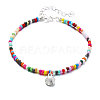 Bohemian Style Alloy Shell Shape Charm Colorful Glass Seed Beaded Anklets for Women FS-WGADE82-02-1