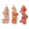 Gradient Color Natural Red Aventurine & Natural Sunstone & Natural Topaz Jade Chip Beaded Pendants PALLOY-JF02791-09-1
