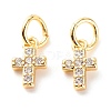Brass Micro Pave Clear Cubic Zirconia Pendants ZIRC-P094-18G-RS-2
