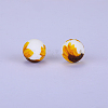 Printed Round with Sunflower Pattern Silicone Focal Beads SI-JX0056A-211-1