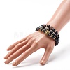 Energy Natural Black Stone Stretch Bracelets Set for Men Women BJEW-JB06722-3