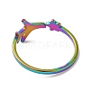 Ion Plating(IP) 304 Stainless Steel Star & Airplane Open Cuff Ring for Women RJEW-M149-12RC-2
