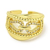 Rack Plating Brass Micro Pave Cubic Zirconia Chains Open Cuff Rings for Women RJEW-I104-08G-2