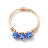 Lampwork Evil Eye Braided Bead Finger Ring RJEW-JR00524-2