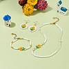 Glass Flower & Shell Pearl Beaded Dangle Earrings Bracelet Necklace SJEW-TA00006-2