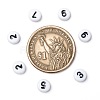 Mix Numbers White Flat Round Acrylic Beads X-PB9111-5