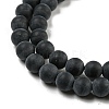 Grade A Round Frosted Natural Black Agate Beads Strands X-G447-2-3