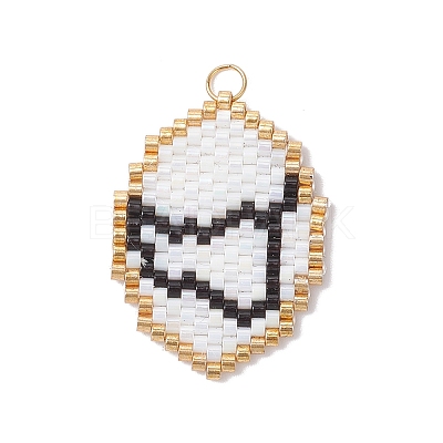 Glass Seed Beaded Twelve Constellations Pendants PALLOY-MZ00891-05-1