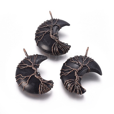 Natural Obsidian Tree of Life Wire Wrapped Pendants G-L520-E03-R-NF-1
