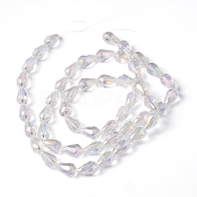 Faceted Teardrop Electroplate Glass Beads Strands X-EGLA-D015-15x10mm-01-1