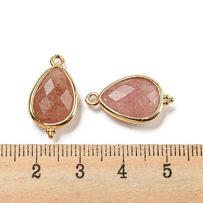 Natural Strawberry Quartz Faceted Pendants G-M431-15G-11-1