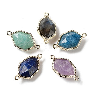 Natural Mixed Gemstone Connector Charms G-C087-02G-B-1