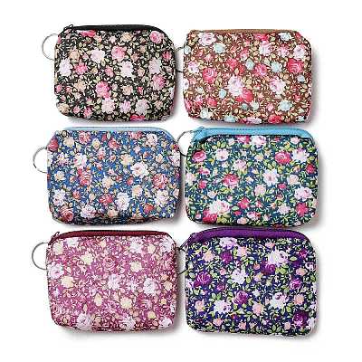 Rose Flower Pattern Cotton Cloth Wallets ABAG-Q043-03-1