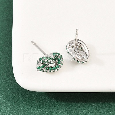 knot Brass Micro Pave Cubic Zirconia Stud Earrings EJEW-C174-01P-1