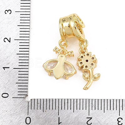 Spring Brass Pave Clear & Deep Pink Cubic Zirconia Pendants KK-H268-13B-G-1