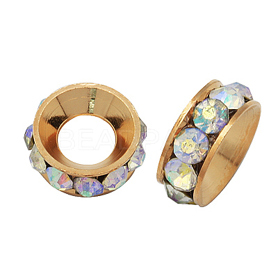 Brass Rhinestone Spacer Beads RB-A020-9mm-28RG-1
